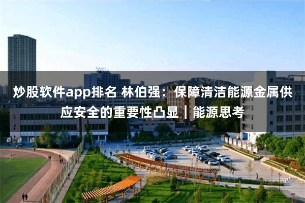 炒股软件app排名 林伯强：保障清洁能源金属供应安全的重要性凸显︱能源思考