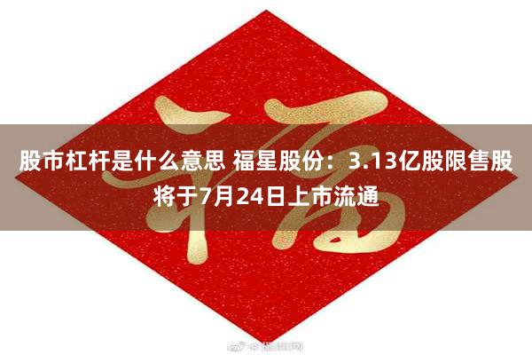 股市杠杆是什么意思 福星股份：3.13亿股限售股将于7月24日上市流通